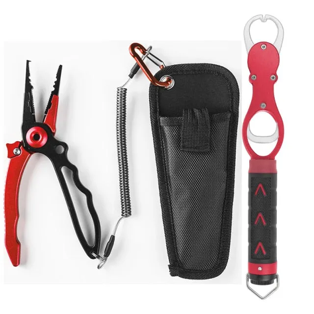 LINNHUE Best Aluminum Alloy Fishing Pliers Grip Set Fishing Tackle Gear Hook Recover Cutter Line Split Ring Fishing Accessories
