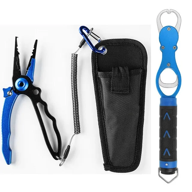 LINNHUE Best Aluminum Alloy Fishing Pliers Grip Set Fishing Tackle Gear Hook Recover Cutter Line Split Ring Fishing Accessories