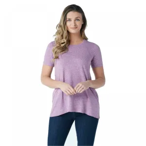 LOGO by Lori Goldstein Snow Yarn Knit Top With Banded Neck Detail