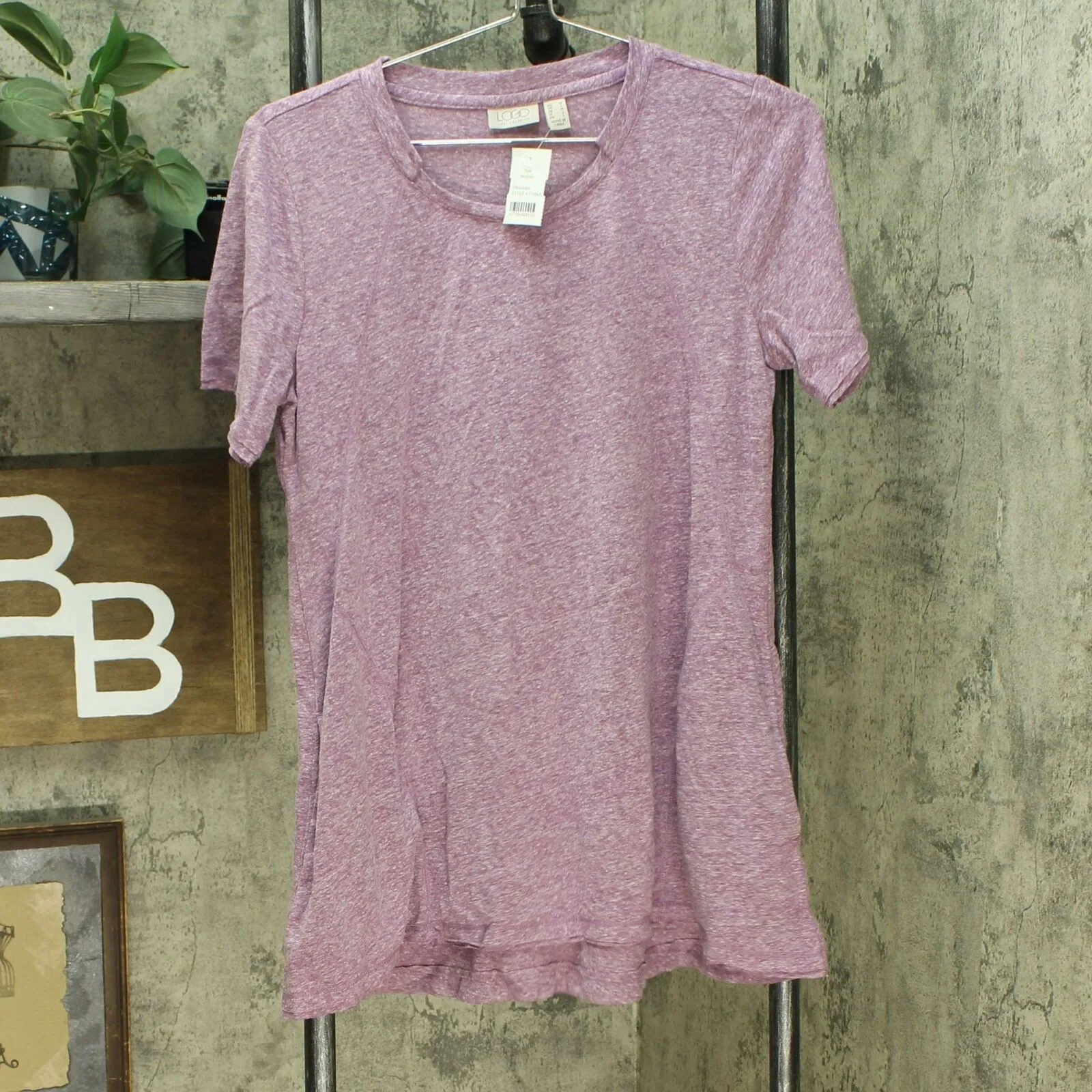 LOGO by Lori Goldstein Snow Yarn Knit Top With Banded Neck Detail