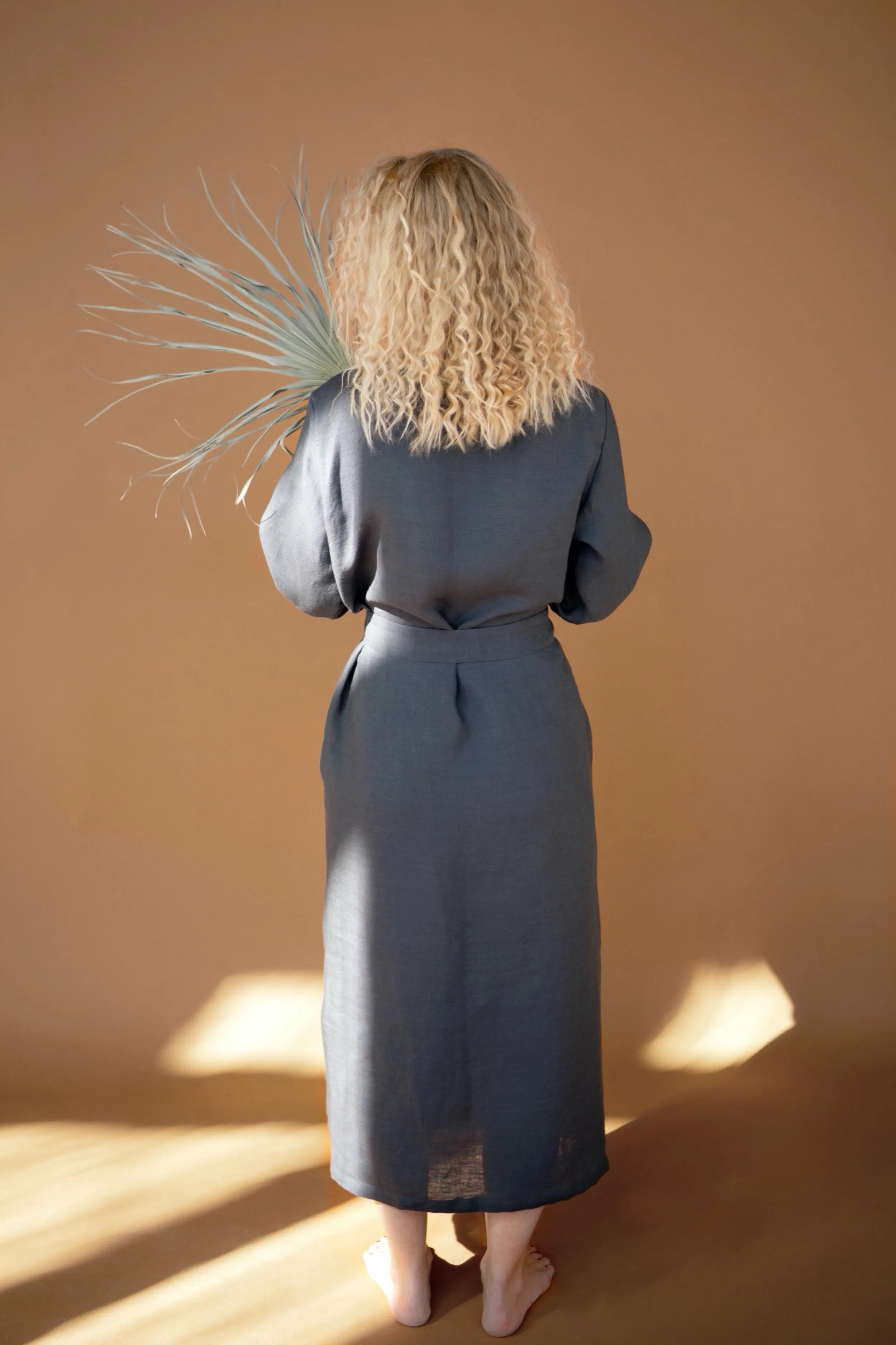 Long linen robe