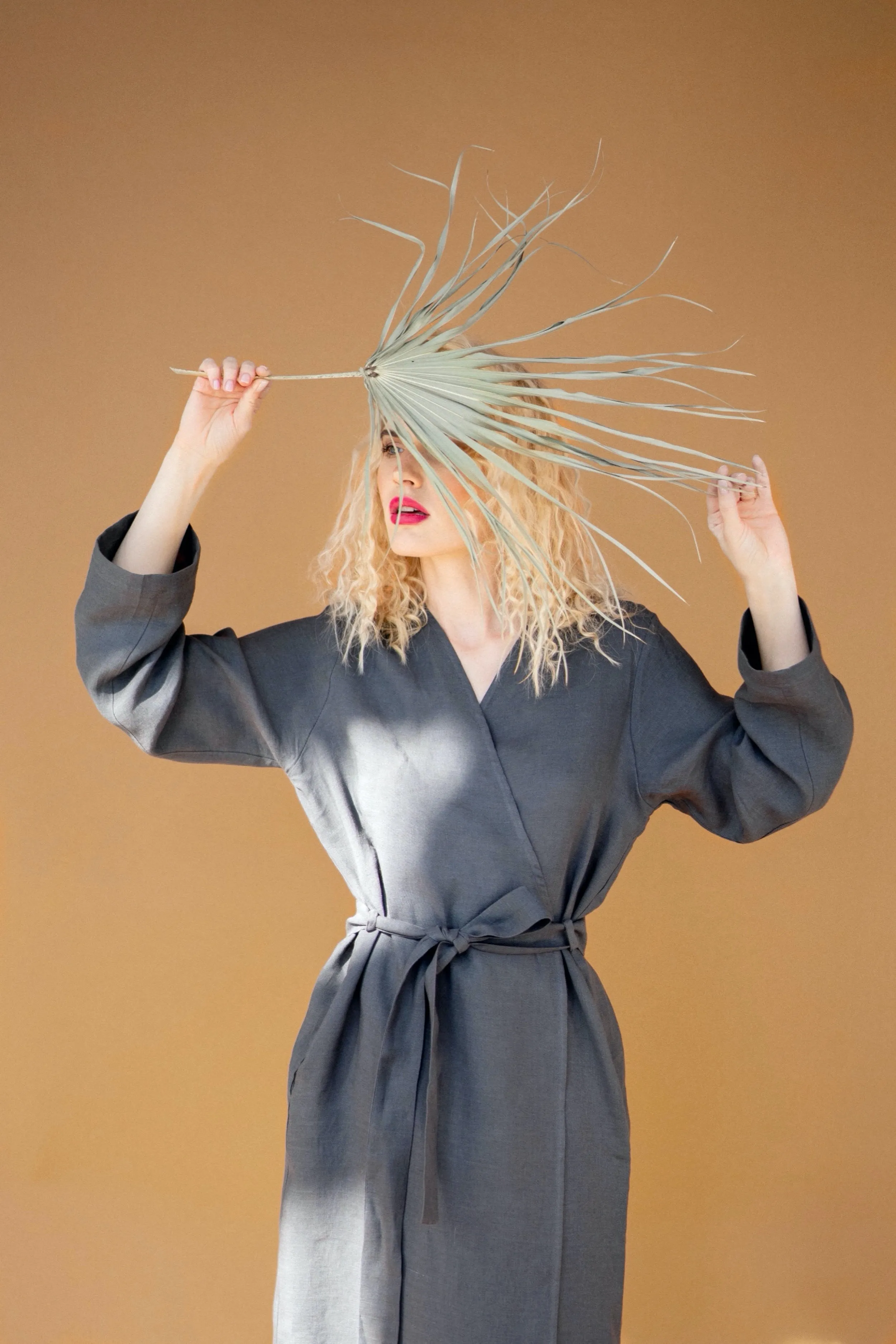 Long linen robe