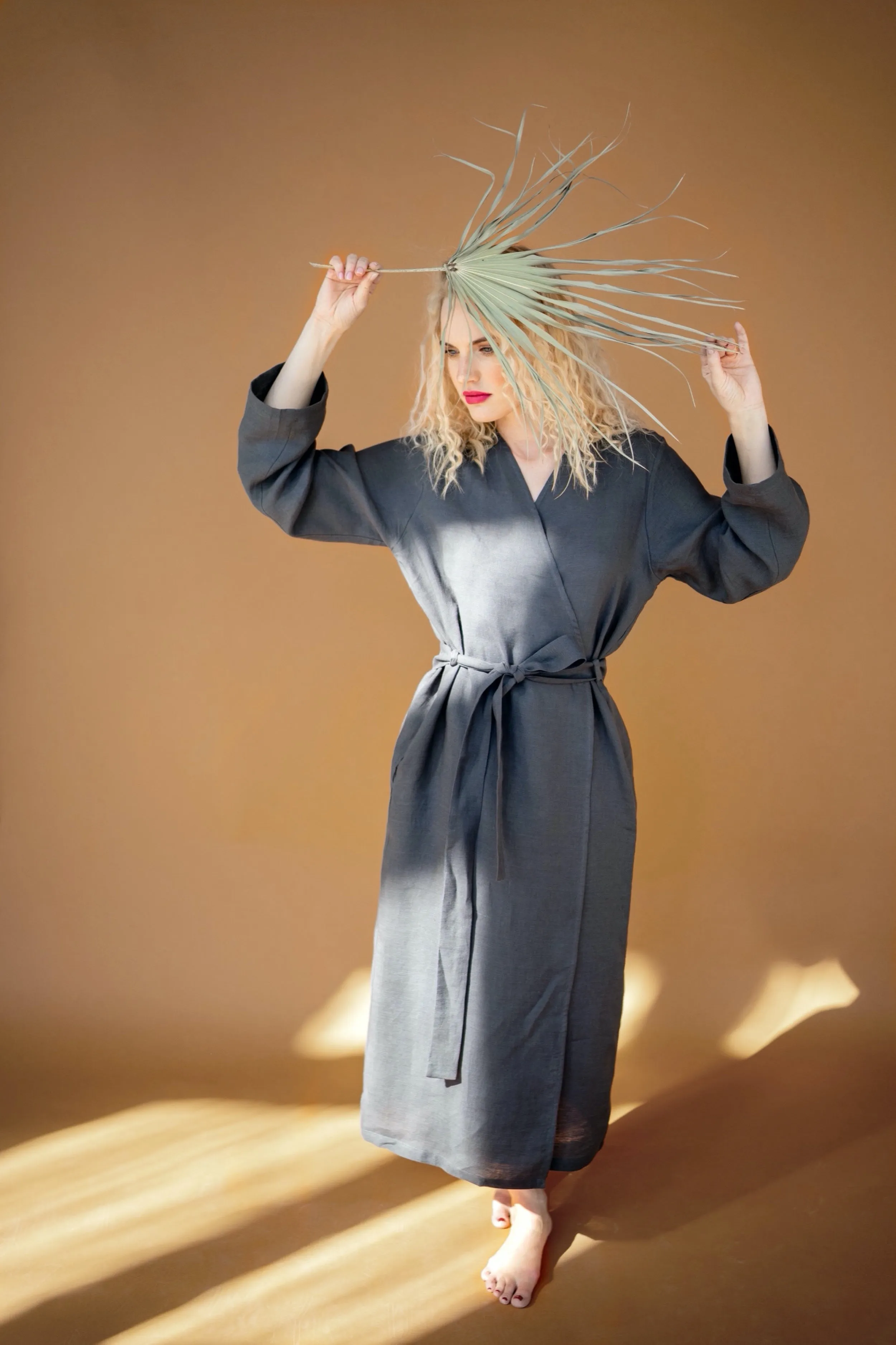 Long linen robe