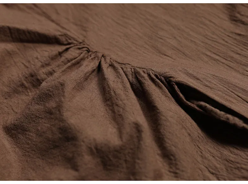 Longline Slit Cotton-Linen Blouse