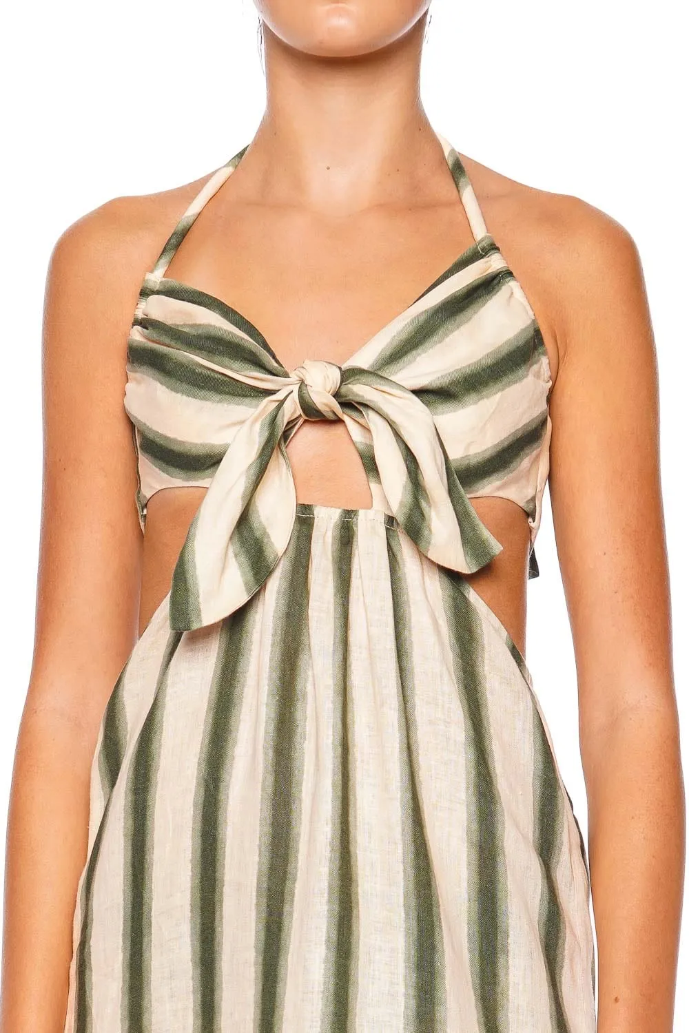 Los Siete Mares Linen Halter Midi Dress