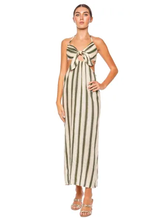 Los Siete Mares Linen Halter Midi Dress