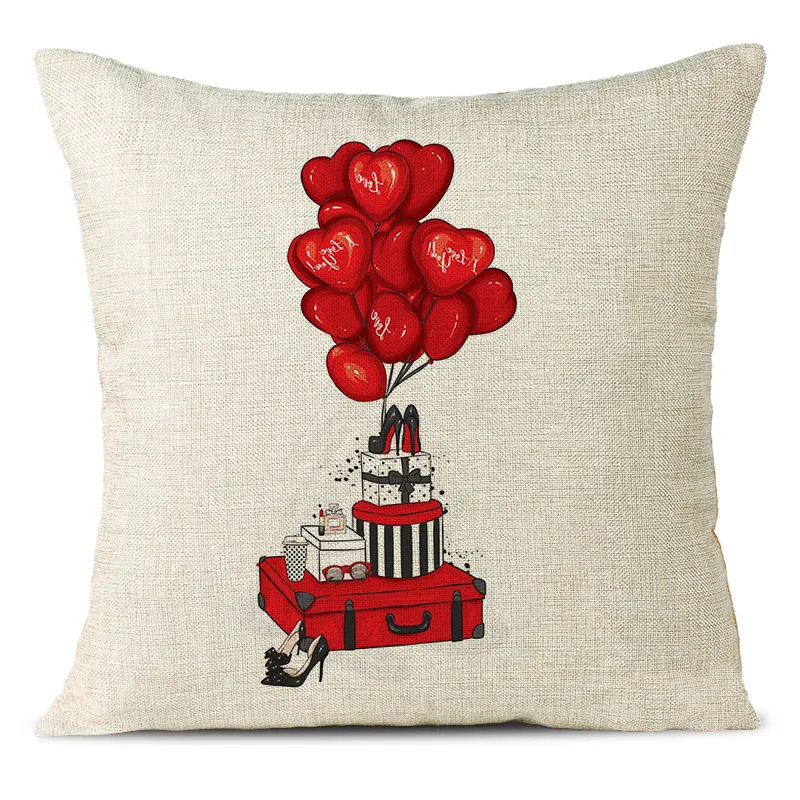 Love Heart Linen Pillowcase