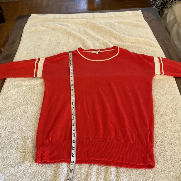 Madewell 100% linen gorgeous red sweater with white stripes. So cute on.
