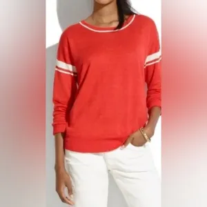 Madewell 100% linen gorgeous red sweater with white stripes. So cute on.