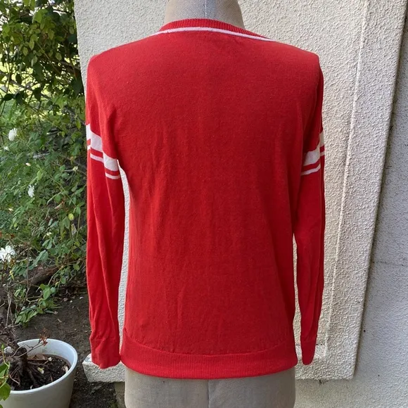 Madewell 100% linen gorgeous red sweater with white stripes. So cute on.