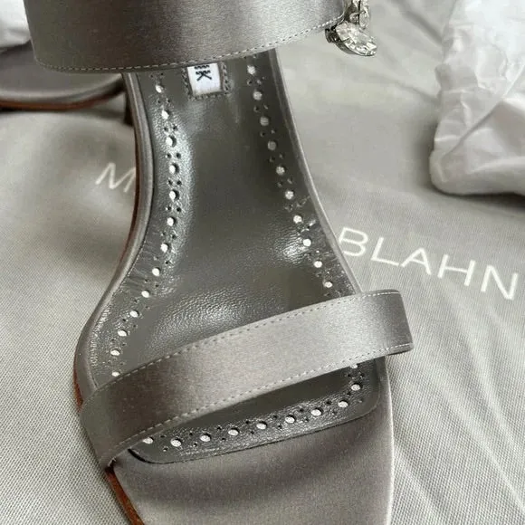 Manolo Blahnik Gray Satin Heel