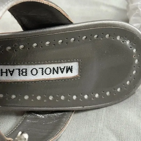 Manolo Blahnik Gray Satin Heel