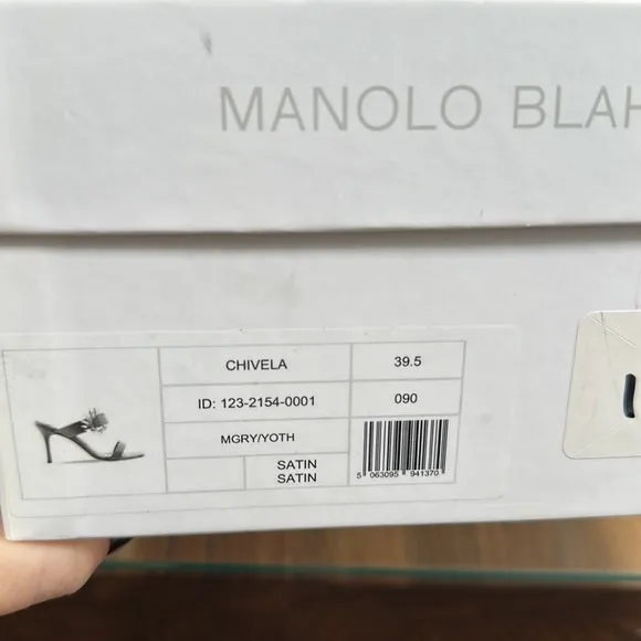 Manolo Blahnik Gray Satin Heel