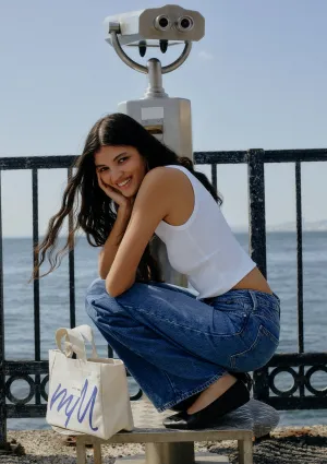 Marche X Mavi M Logo Printed White Bag