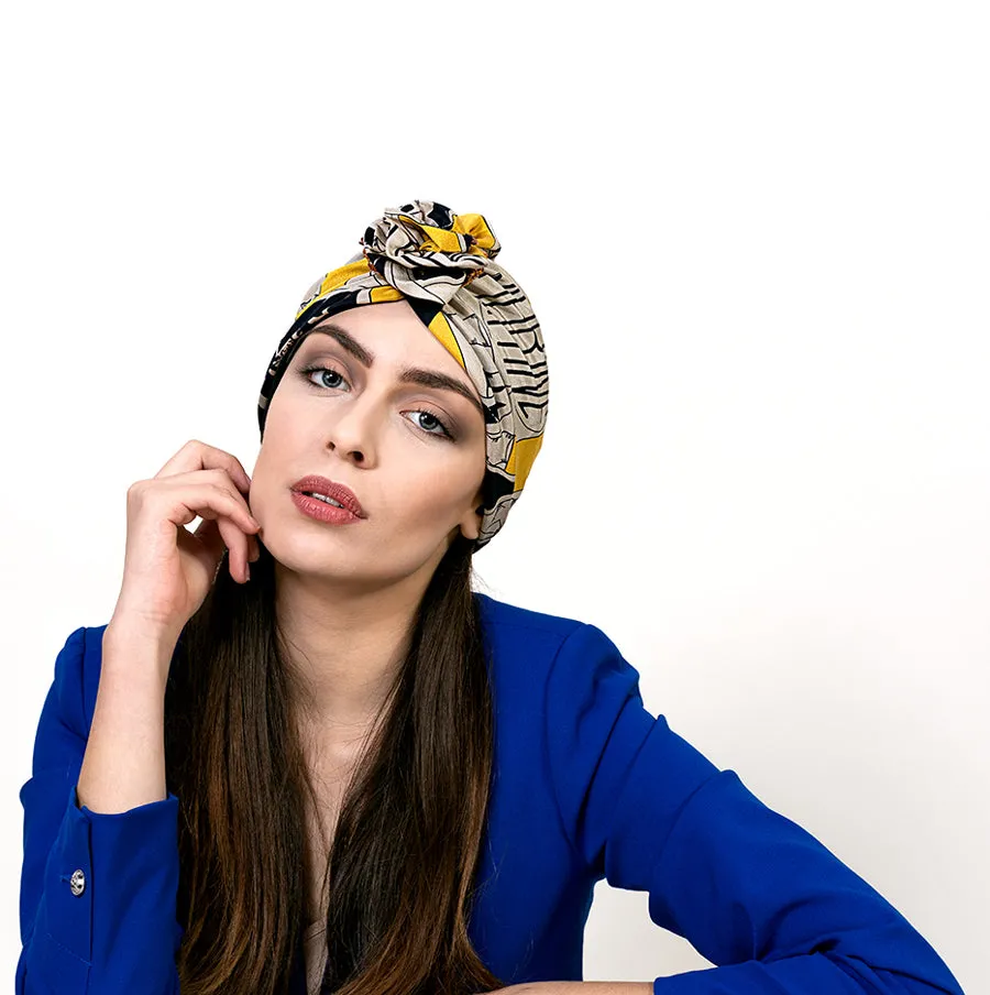 MARINE SILK TURBAN