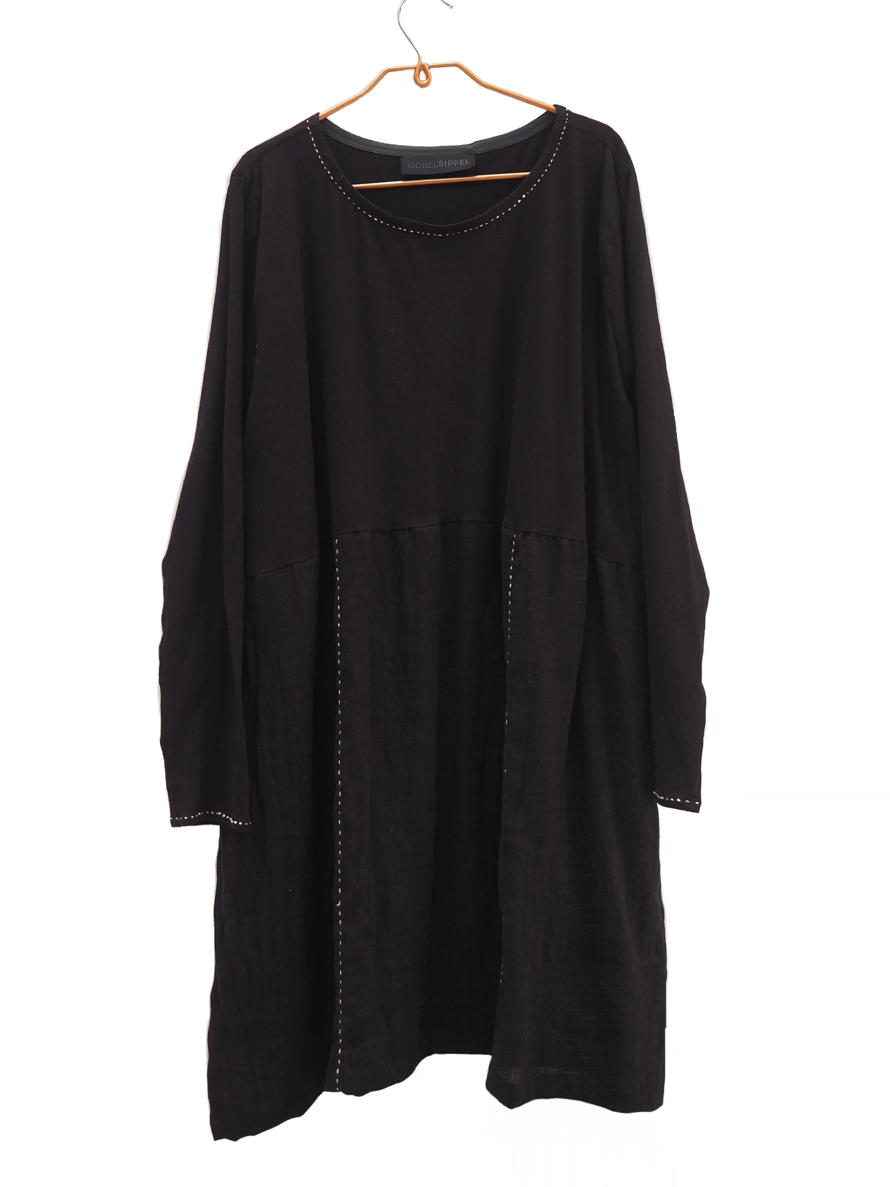 Marlene Dress - Black with Hand stitching