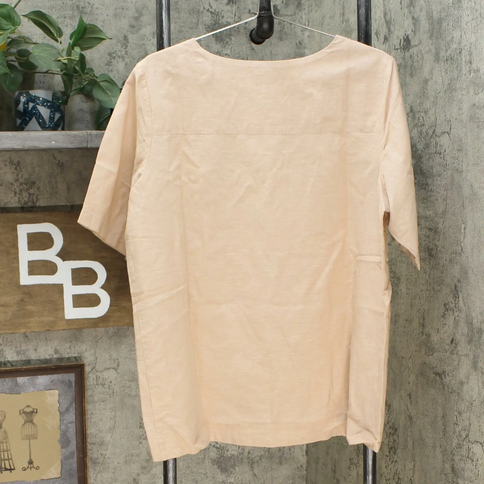 Martha Stewart Women's Linen Blend Elbow-Sleeve Blouse