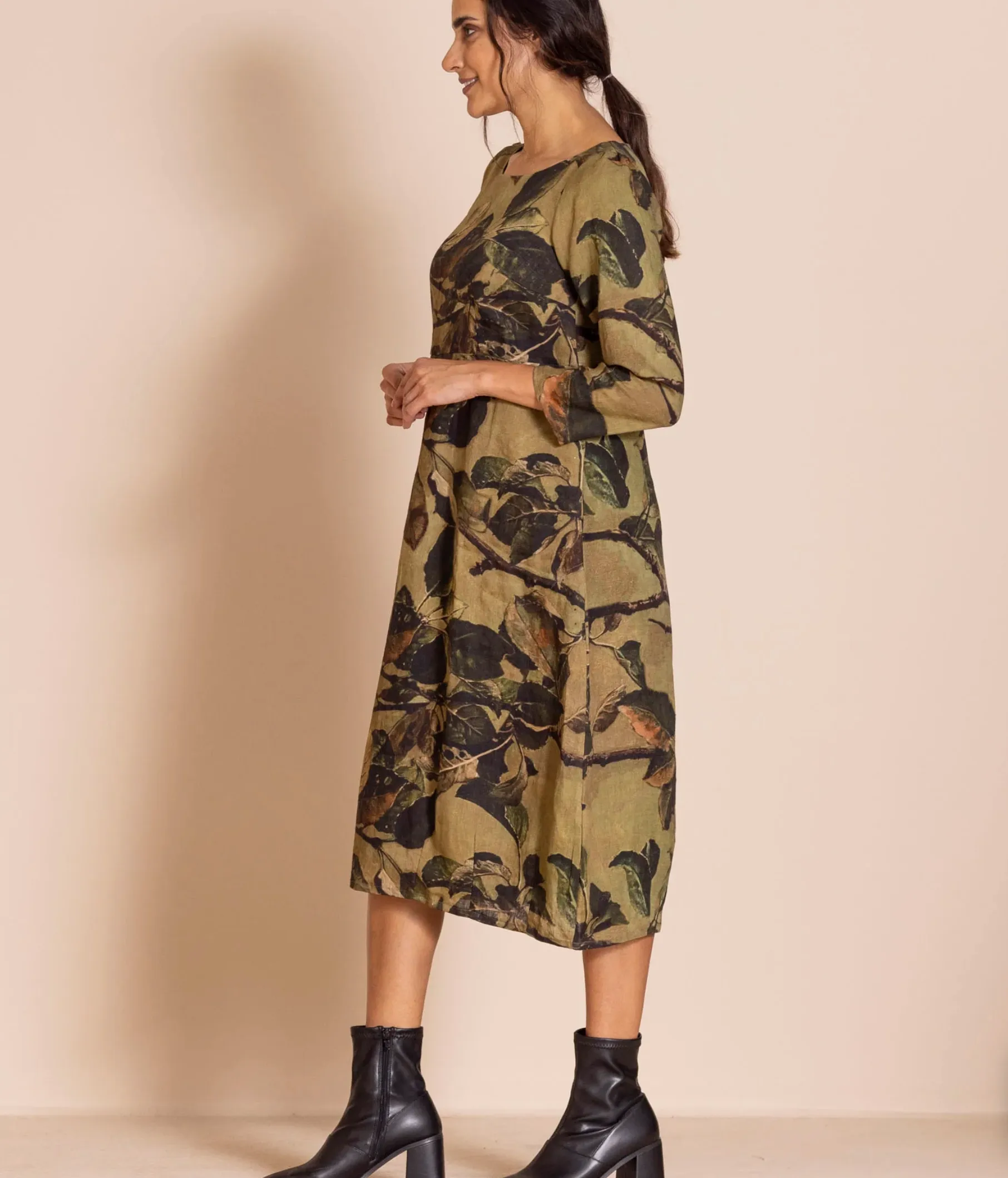 Megan Salmon Apple Leaves Romance Dress