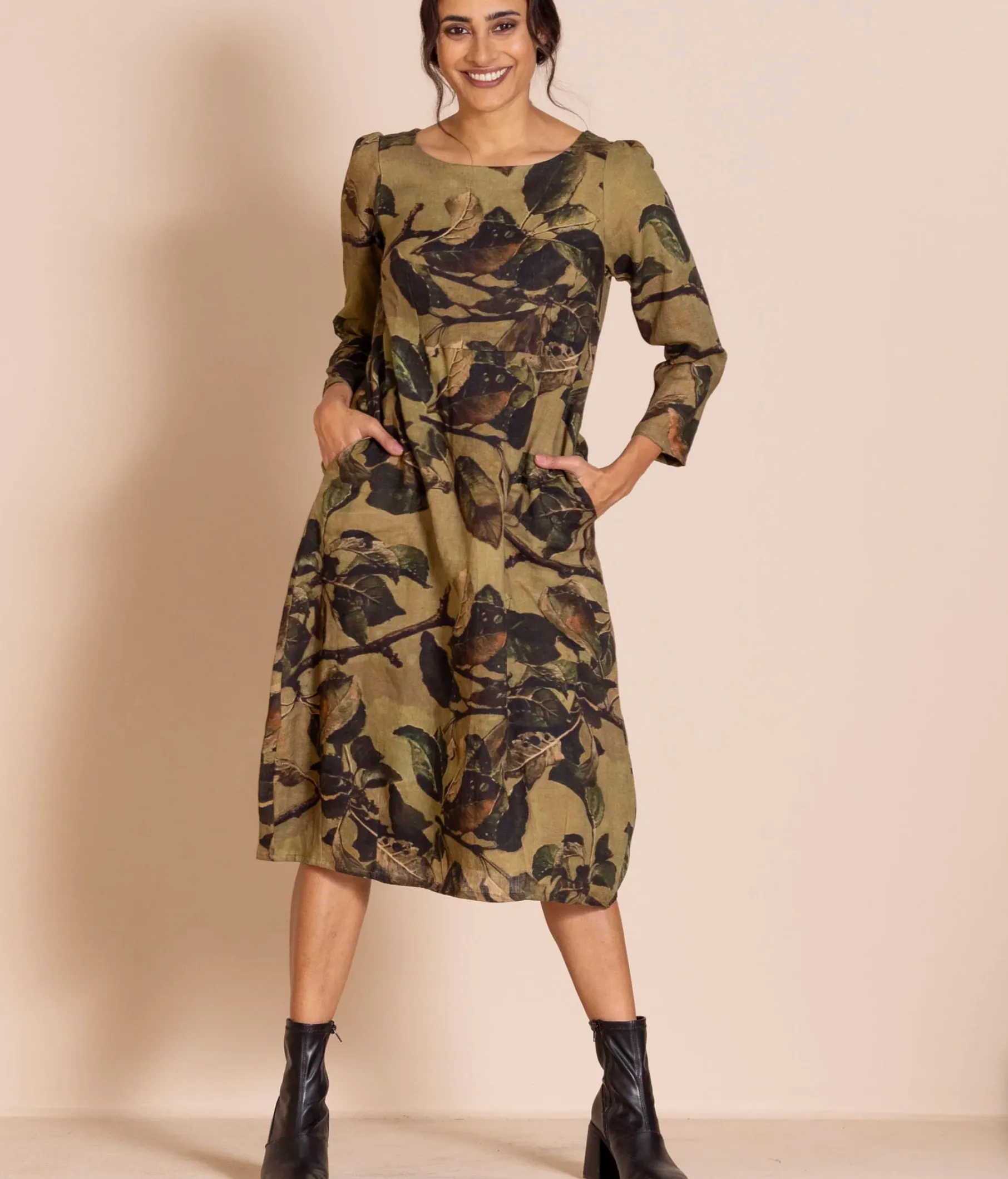 Megan Salmon Apple Leaves Romance Dress