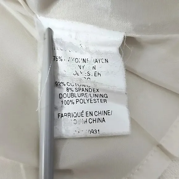 Melanie Lyne Cream Midi A-Line Slit Flowy Lined Cotton Blend Skirt Size 12