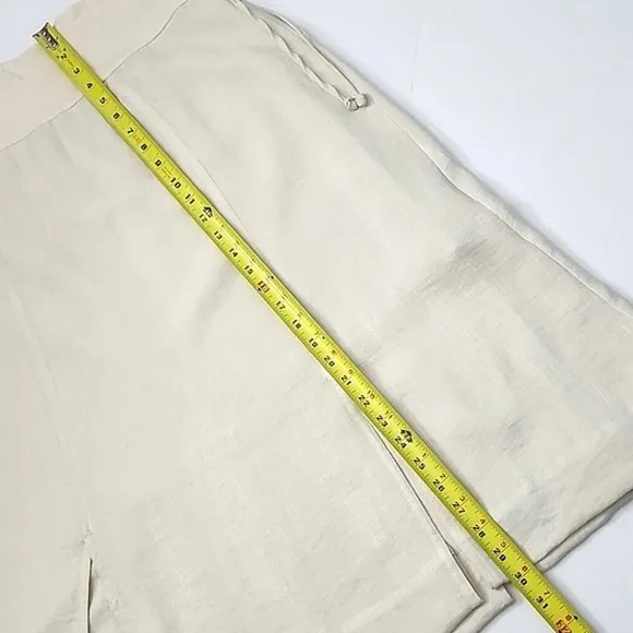 Melanie Lyne Cream Midi A-Line Slit Flowy Lined Cotton Blend Skirt Size 12