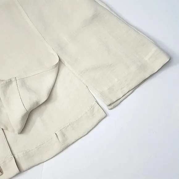 Melanie Lyne Cream Midi A-Line Slit Flowy Lined Cotton Blend Skirt Size 12
