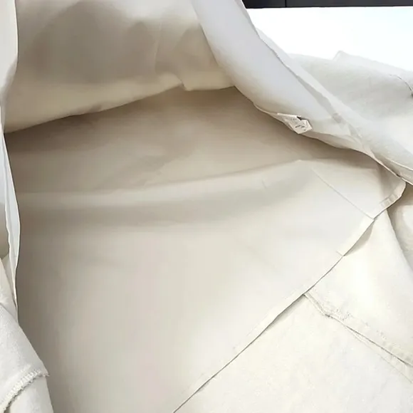 Melanie Lyne Cream Midi A-Line Slit Flowy Lined Cotton Blend Skirt Size 12