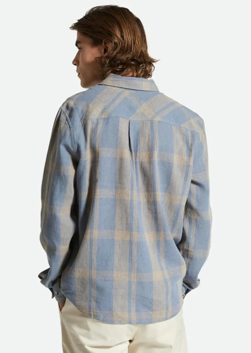 Memphis Linen Blend L/S Flint Stone Blue/ Sand