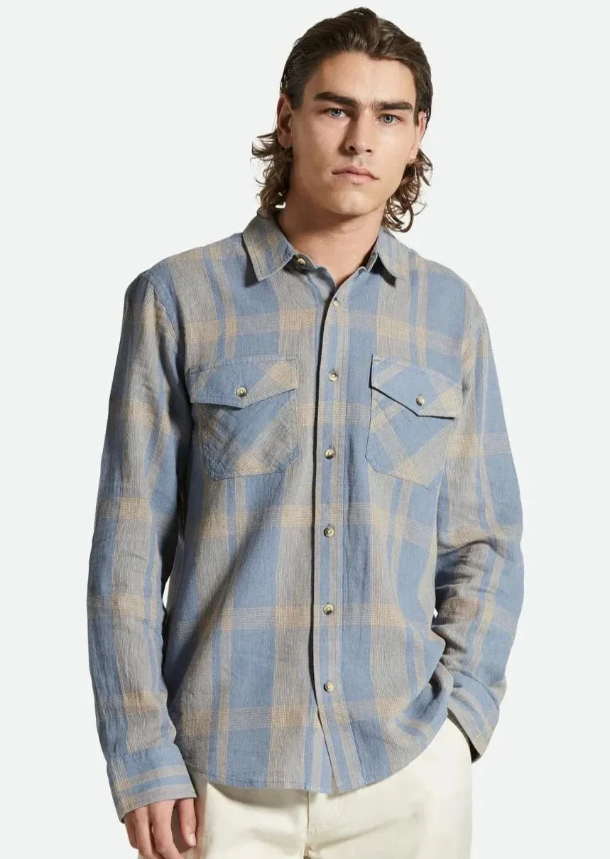 Memphis Linen Blend L/S Flint Stone Blue/ Sand