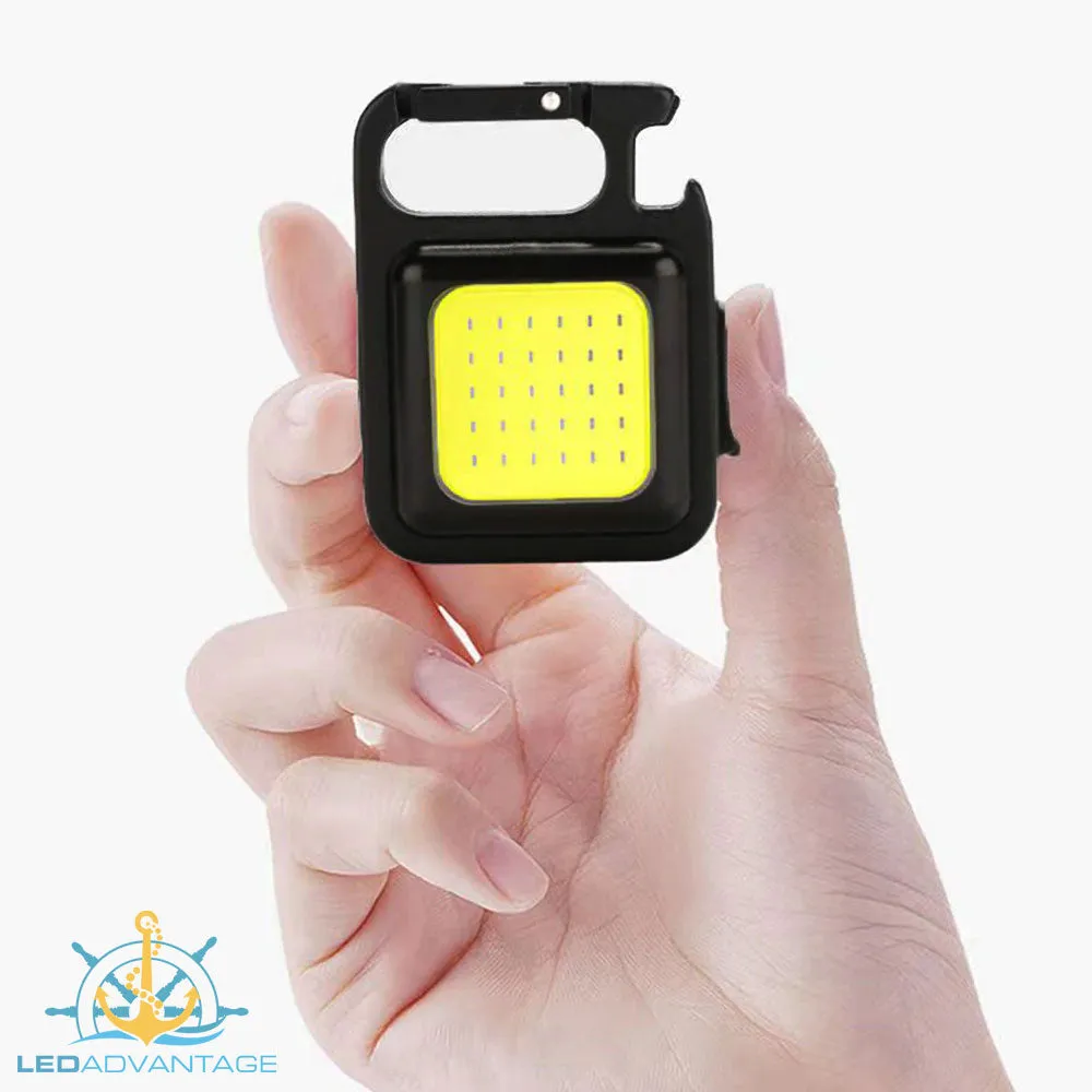 Mini 6W Black Multi-function Rechargeable LED Torch Key Chain Work Light with Bottle Opener