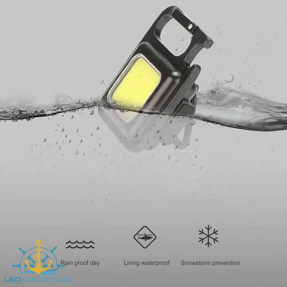 Mini 6W Black Multi-function Rechargeable LED Torch Key Chain Work Light with Bottle Opener