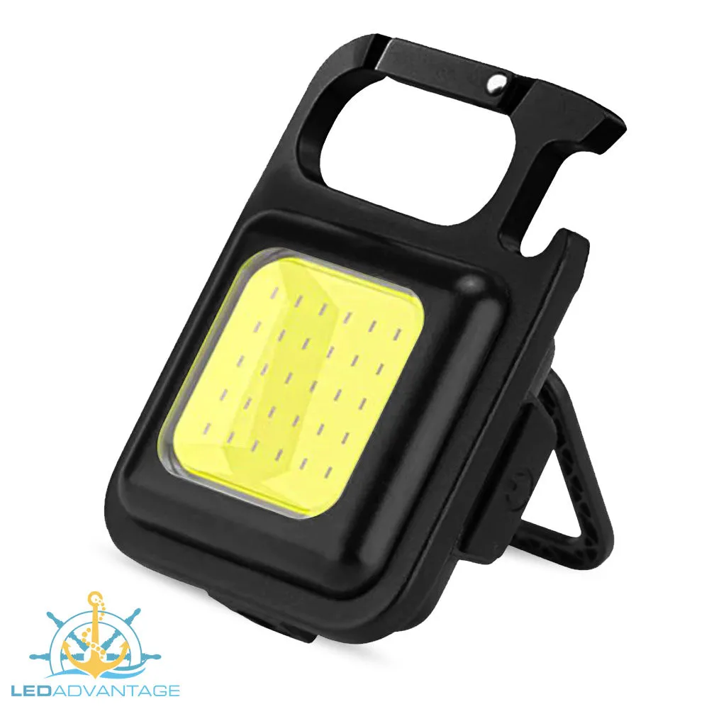 Mini 6W Black Multi-function Rechargeable LED Torch Key Chain Work Light with Bottle Opener