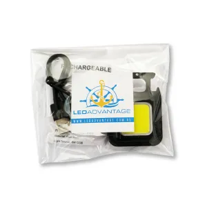 Mini 6W Black Multi-function Rechargeable LED Torch Key Chain Work Light with Bottle Opener