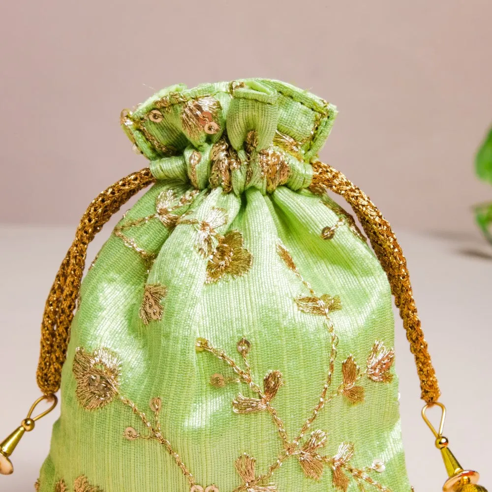 Miran Zari Gold Embroidered Shagun Potli Bag Set Of 3