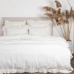 Miranda 100% Linen Double Bedding Set Cream