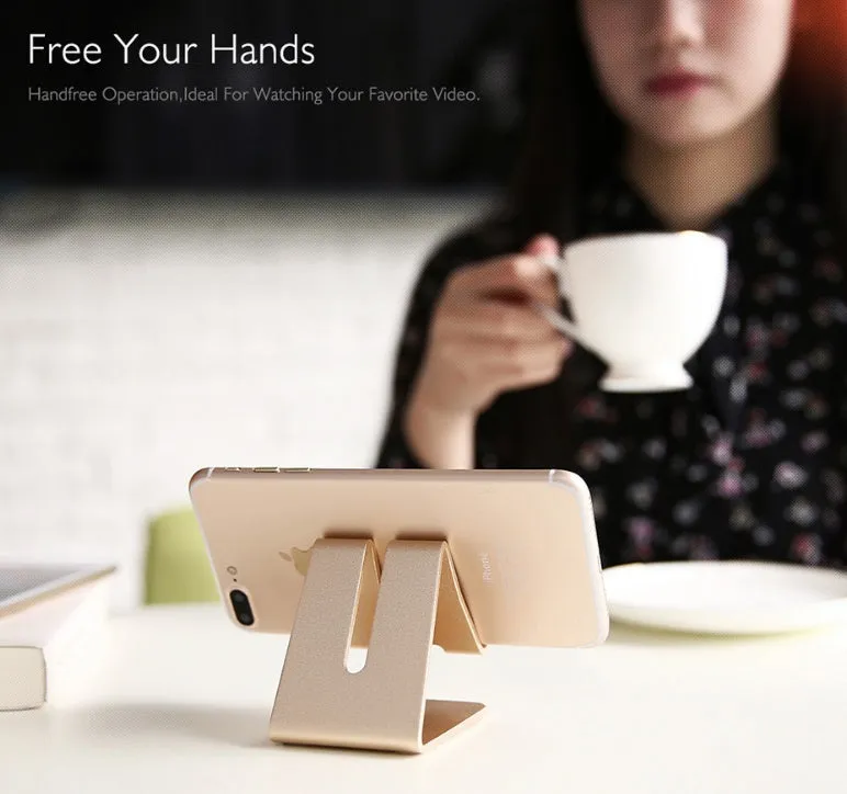 Mobile Phone Holder Stand Aluminium Alloy Metal Tablet Desk Holders Cellphone Stands  black