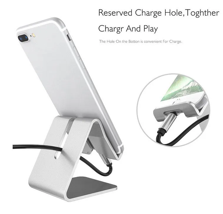 Mobile Phone Holder Stand Aluminium Alloy Metal Tablet Desk Holders Cellphone Stands  black