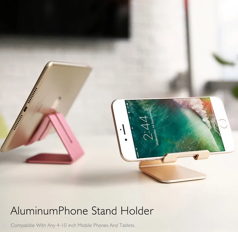 Mobile Phone Holder Stand Aluminium Alloy Metal Tablet Desk Holders Cellphone Stands  black