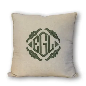 Monogrammed Applique Linen Pillow