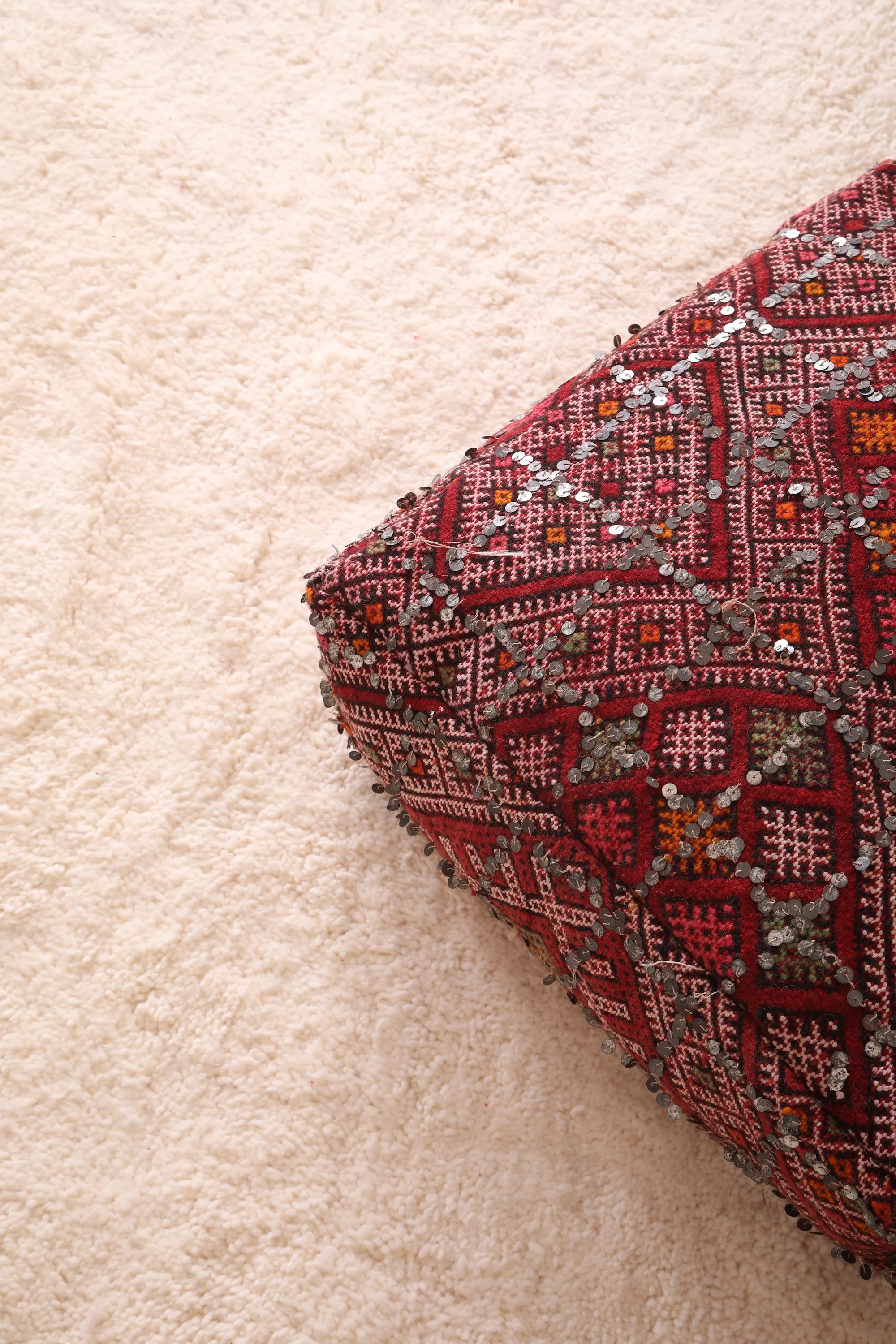 Moroccan berber pillow woven handmade pouf