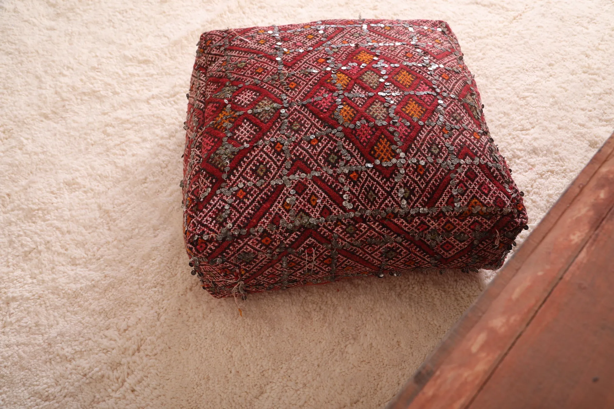 Moroccan berber pillow woven handmade pouf