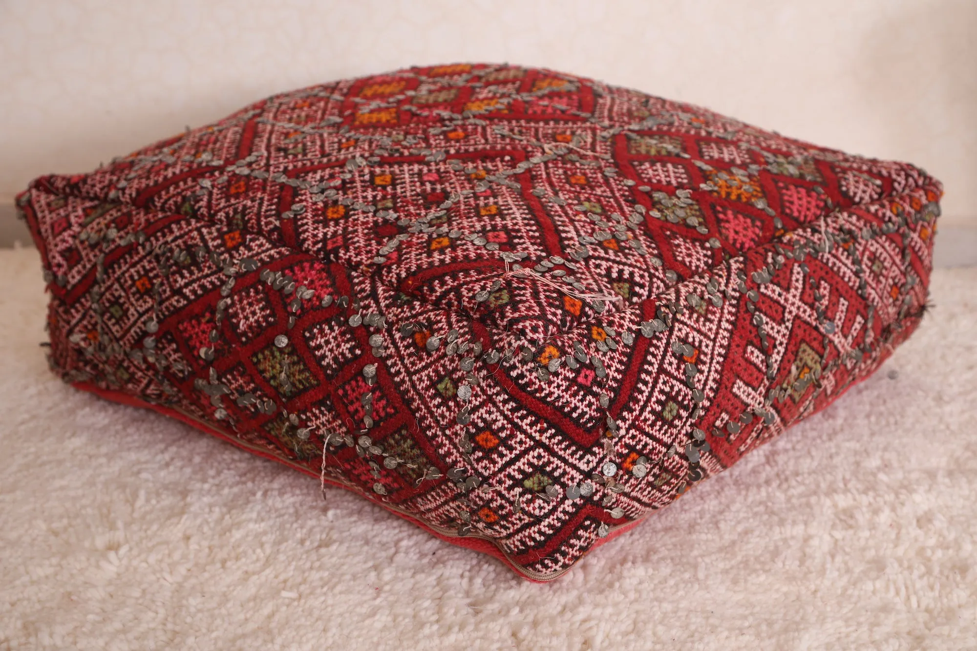 Moroccan berber pillow woven handmade pouf