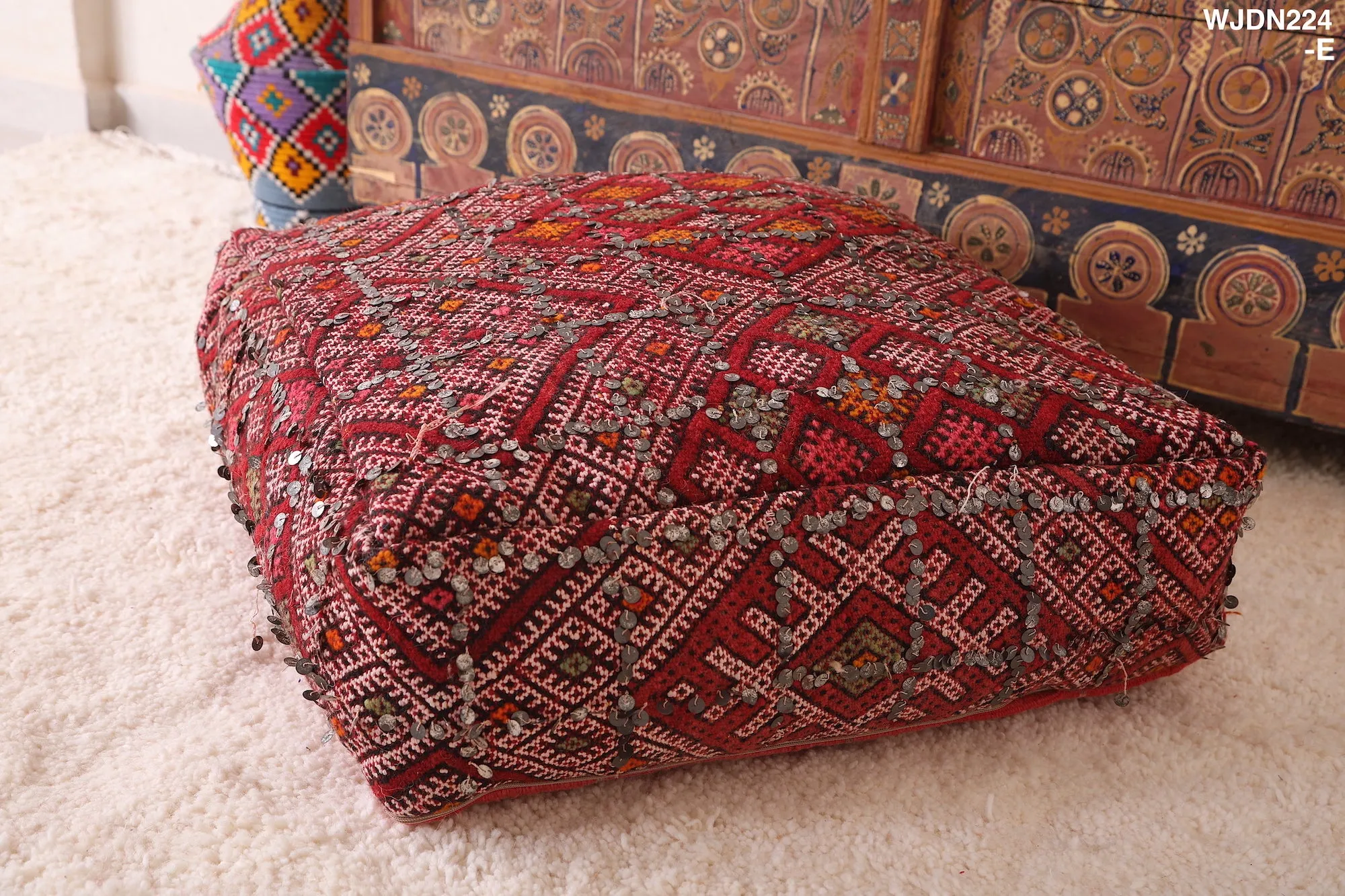Moroccan berber pillow woven handmade pouf