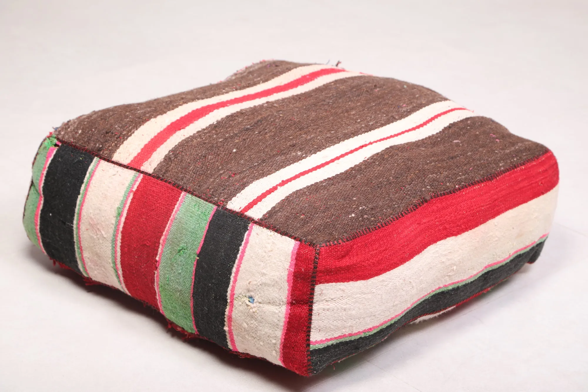 Moroccan handmade ottoman woven rug pouf