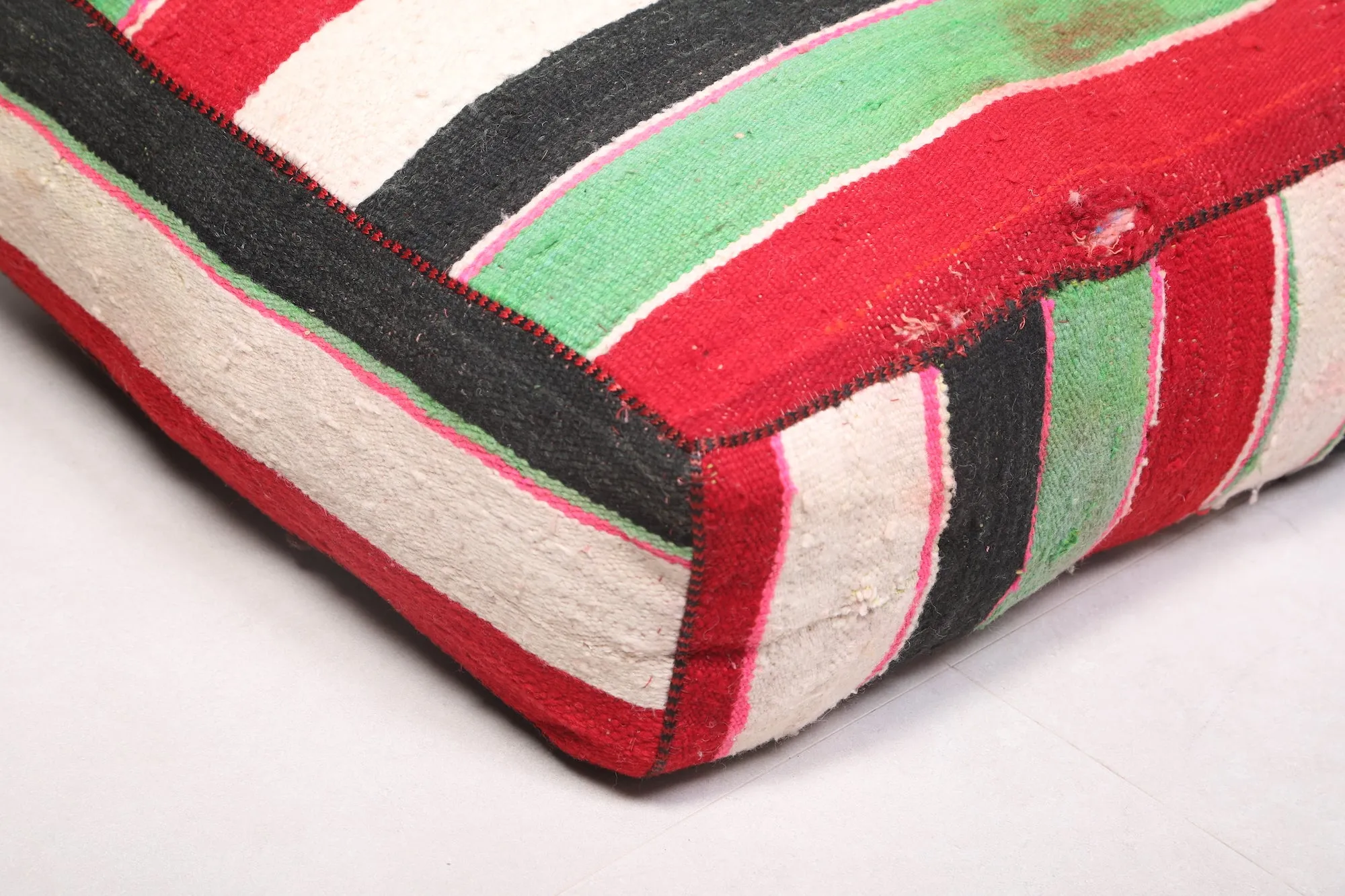 Moroccan handmade ottoman woven rug pouf