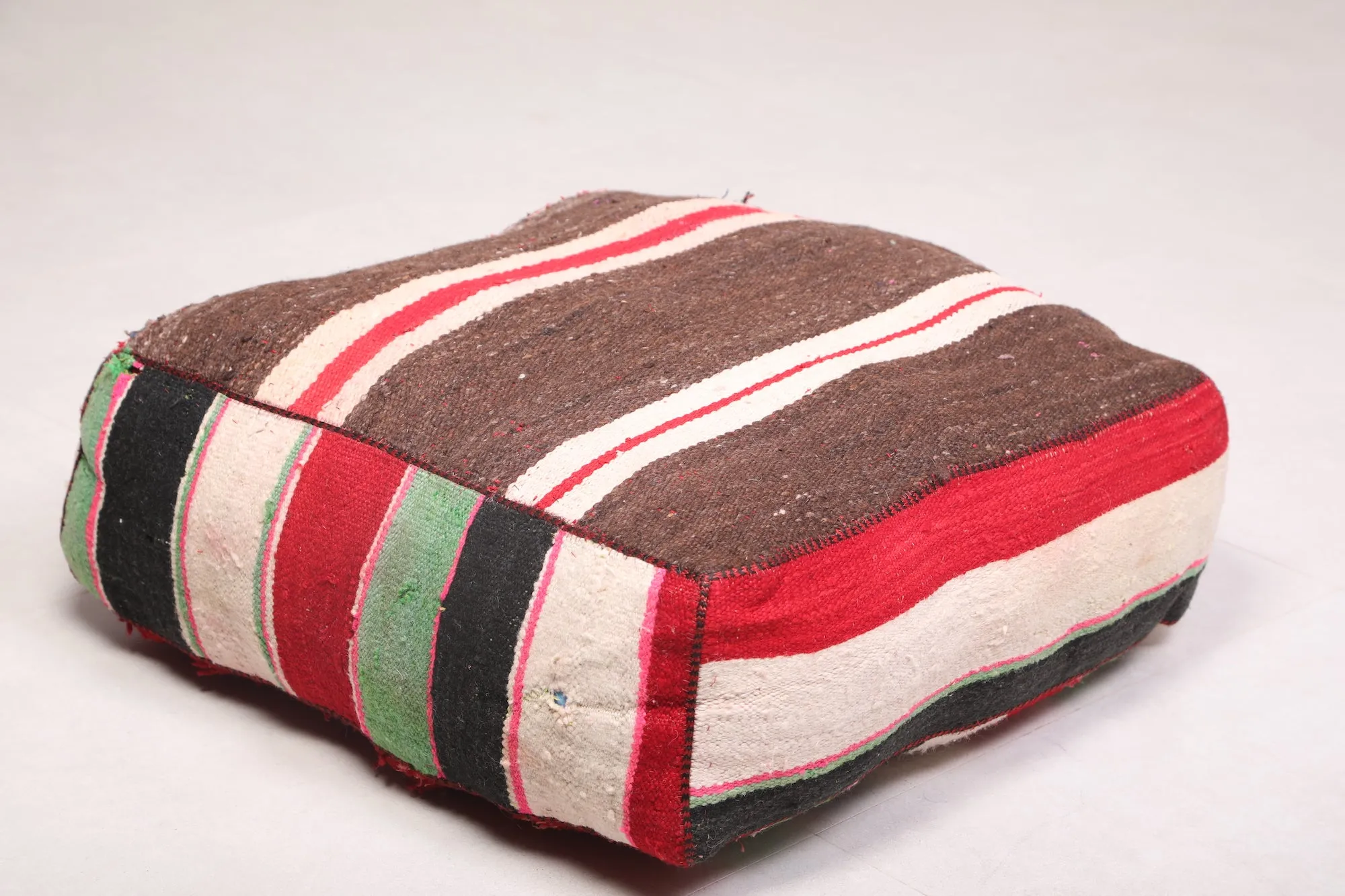 Moroccan handmade ottoman woven rug pouf