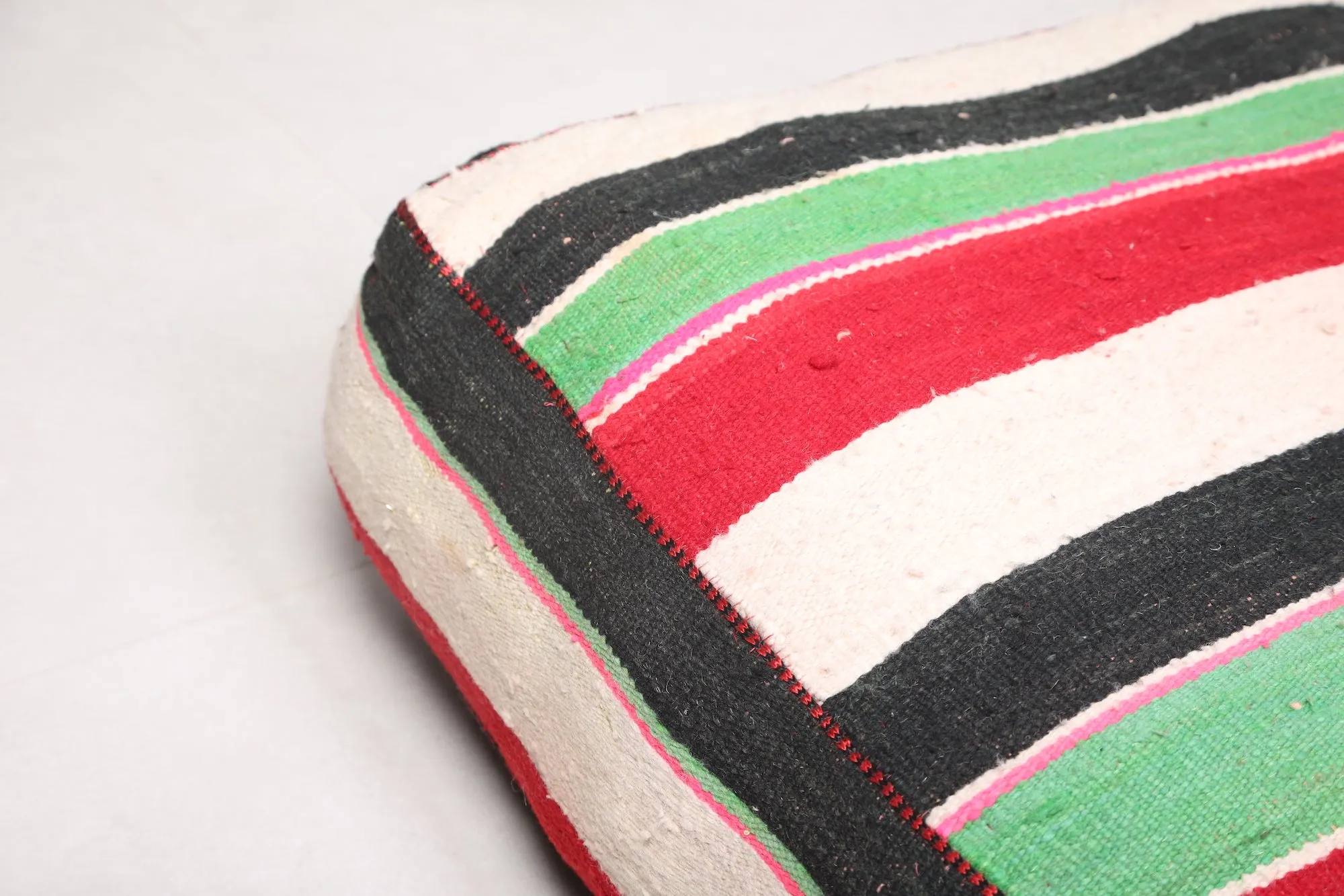 Moroccan handmade ottoman woven rug pouf