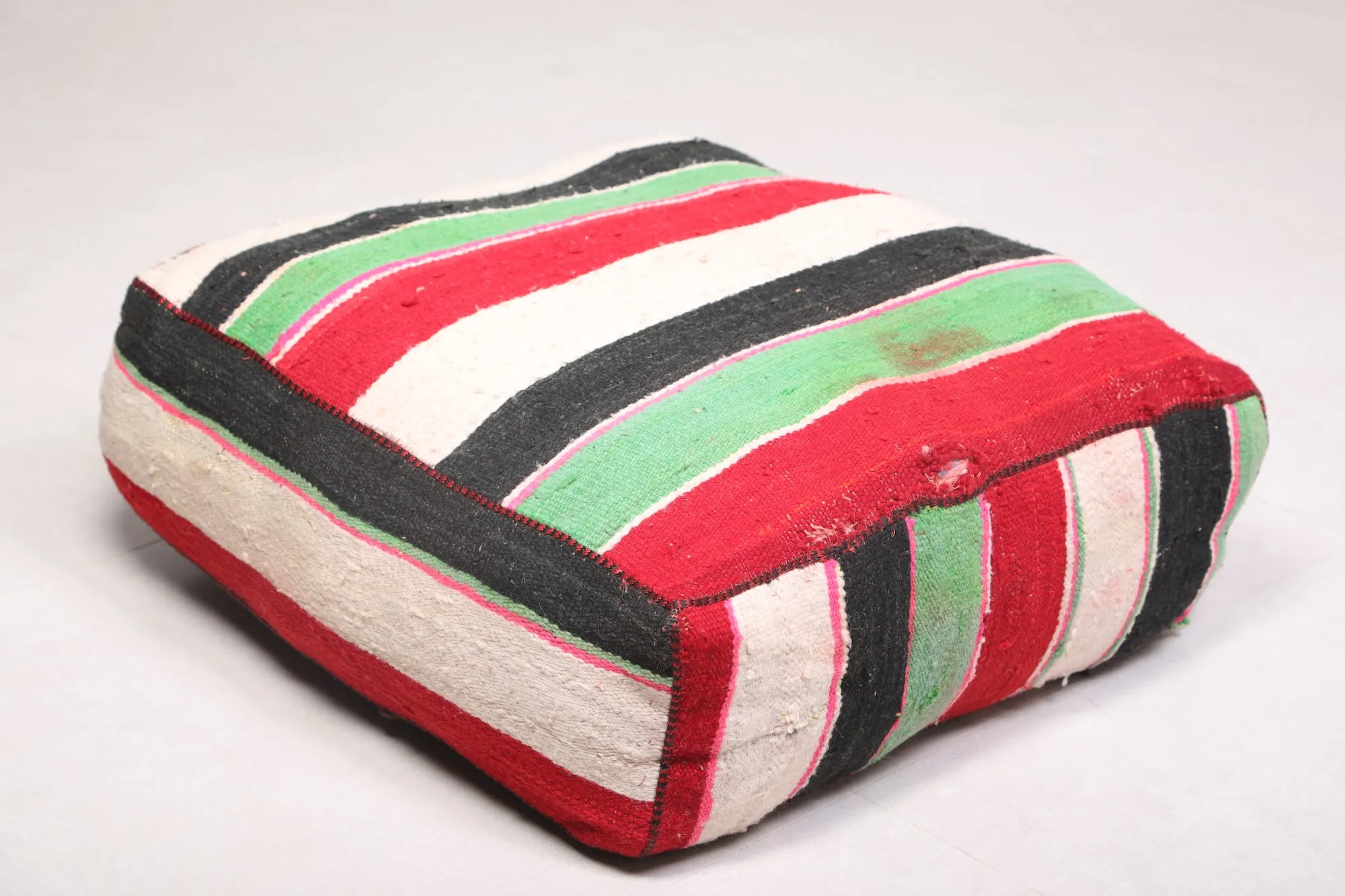 Moroccan handmade ottoman woven rug pouf
