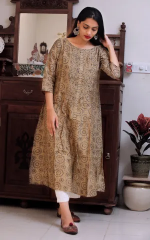 MUSTARD AJRAK KURTA