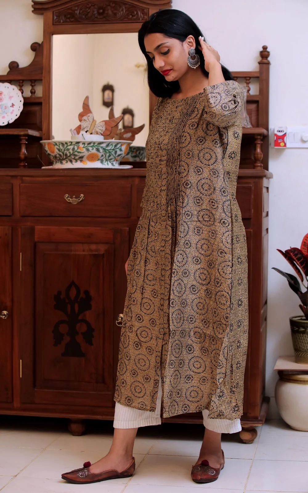 MUSTARD AJRAK KURTA